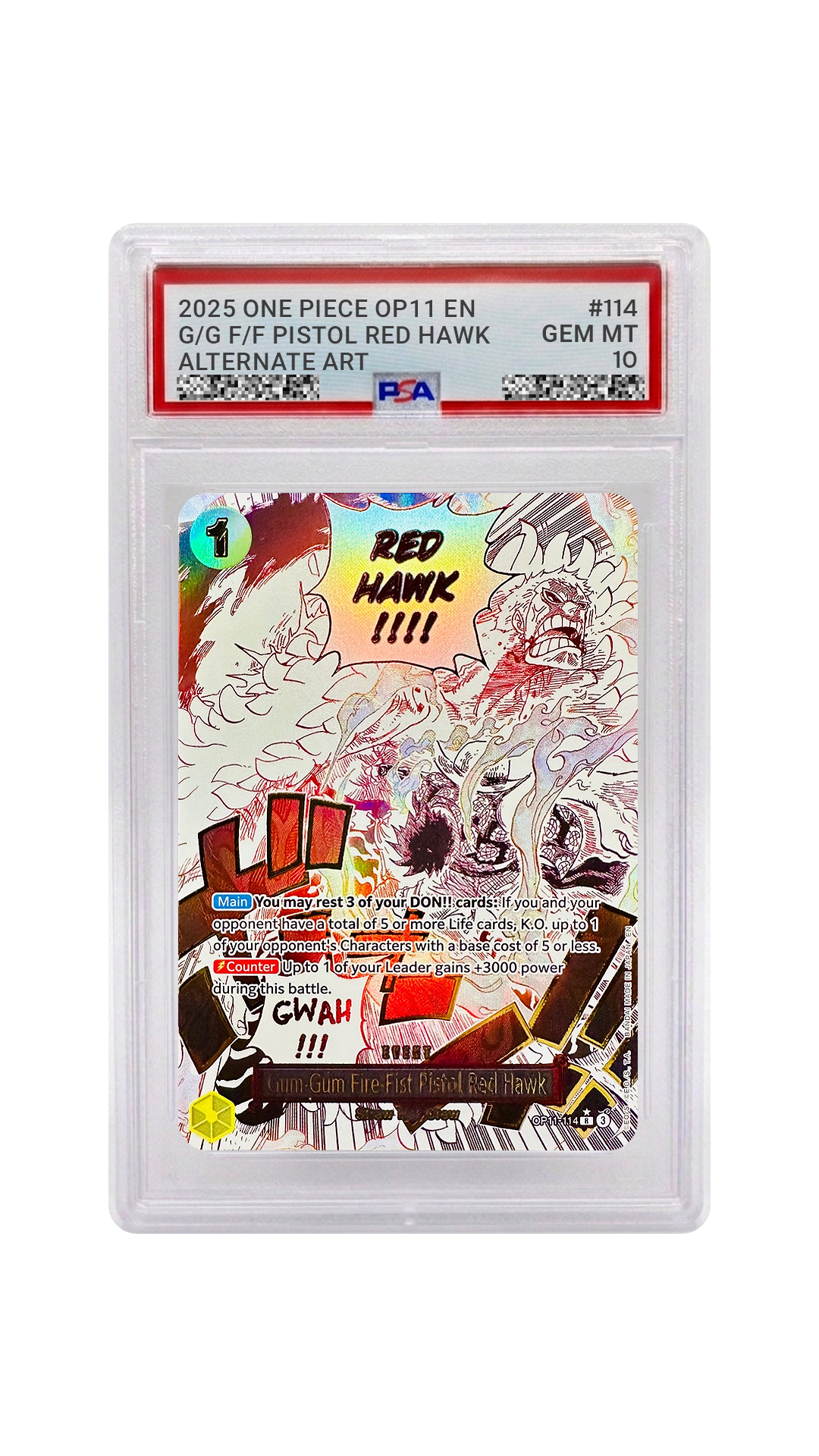 PSA 10 Gum-gum Fire-fist Pistol Red Hawk OP11-114
